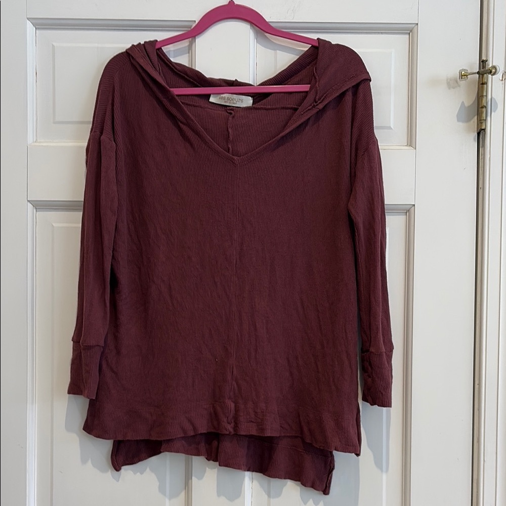 Lizard Thicket Brand Les Soeurs Waffle Knit Tunic Top, Long Sleeve